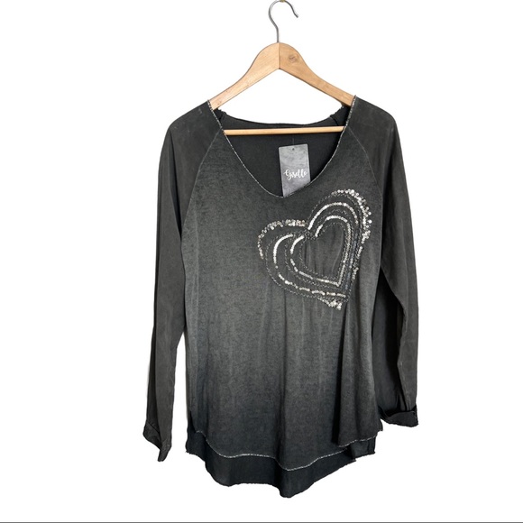 Tops - Brand new, never worn, embellished heart, long sleeve shirt.